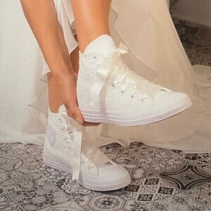 Ivory Wedding Converse High Top for bride, never worn, size 7
